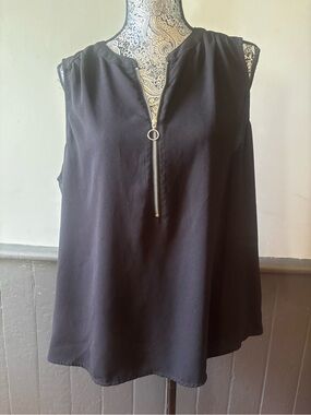 Apt. 9 Black Sleeveless Semi-Sheer Zip-Front Tunic